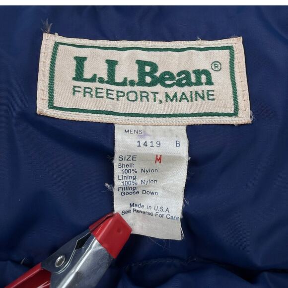 Vintage L.L.Bean Goose Down Puffer Vest Blue Made in USA Men’s M - Picture 3 of 9